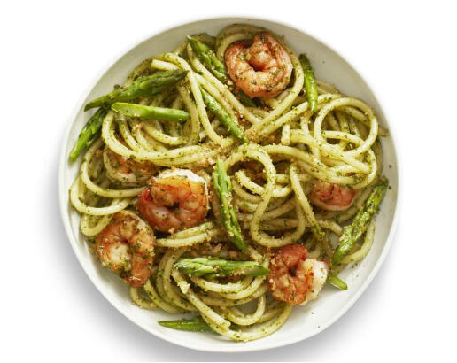 pesto pasta with shrimp